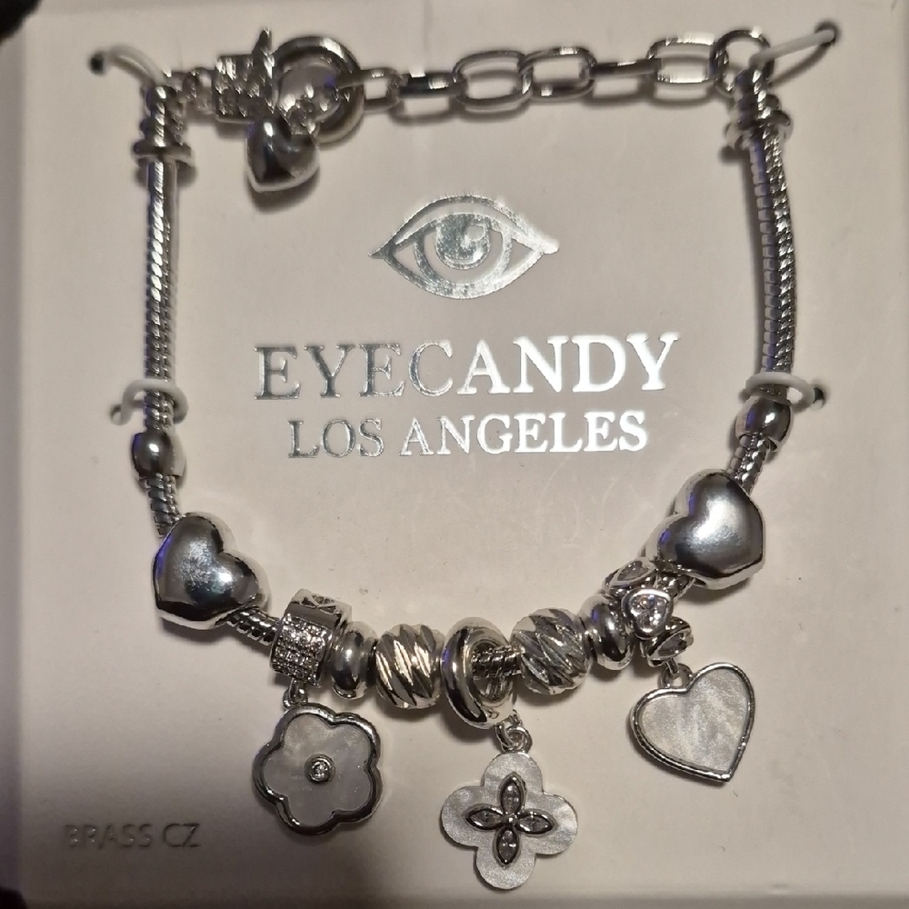 Silver Heart & Charm Bracelet